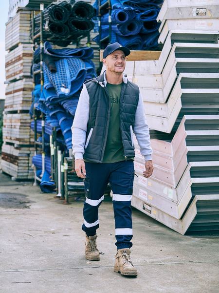 BISLEY Flx & Move™ Taped Stretch Denim Cargo Cuffed Pants