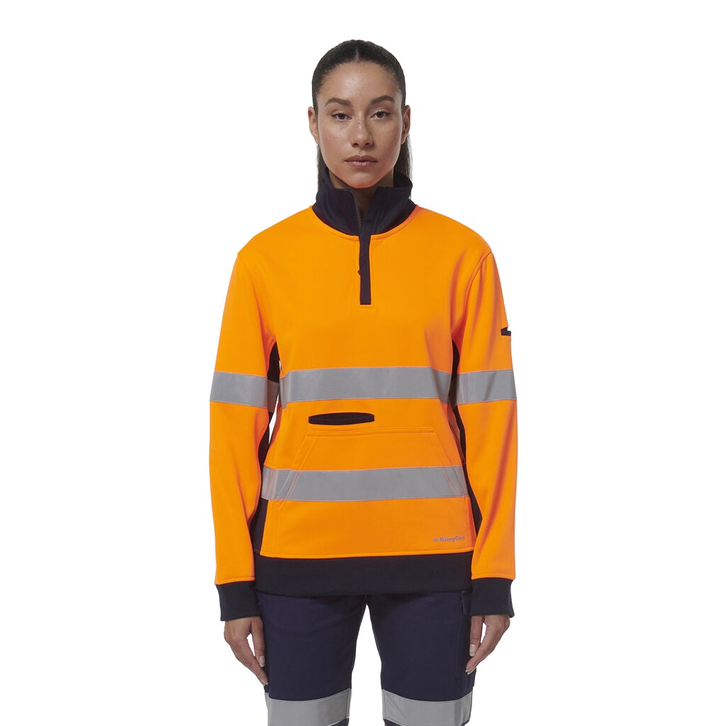 King Gee Women's Reflective Spliced 1/4 Zip Fleece (K45009)