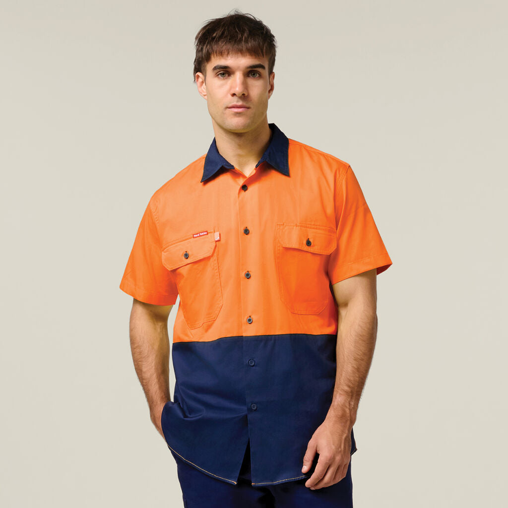 Hard Yakka Koolgear Hi-visibility Two Tone Cotton Twill Ventilated Shirt Short Sleeve (Y07559)