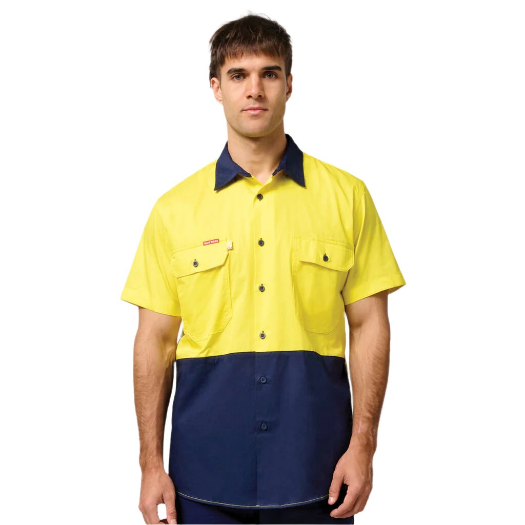 Hard Yakka Koolgear Hi-visibility Two Tone Cotton Twill Ventilated Shirt Short Sleeve (Y07559)