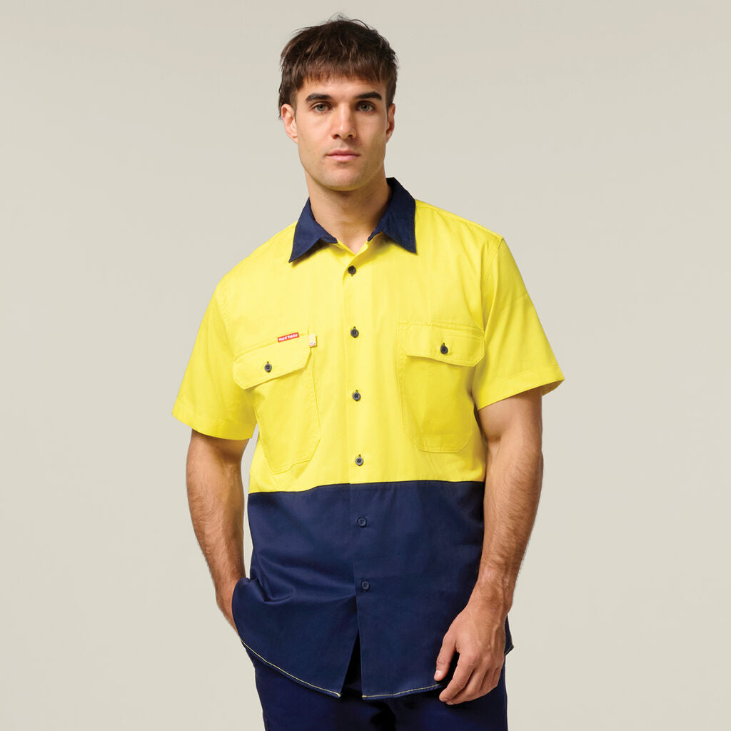 Hard Yakka Koolgear Hi-visibility Two Tone Cotton Twill Ventilated Shirt Short Sleeve (Y07559)