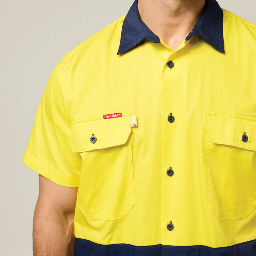 Hard Yakka Koolgear Hi-visibility Two Tone Cotton Twill Ventilated Shirt Short Sleeve (Y07559)
