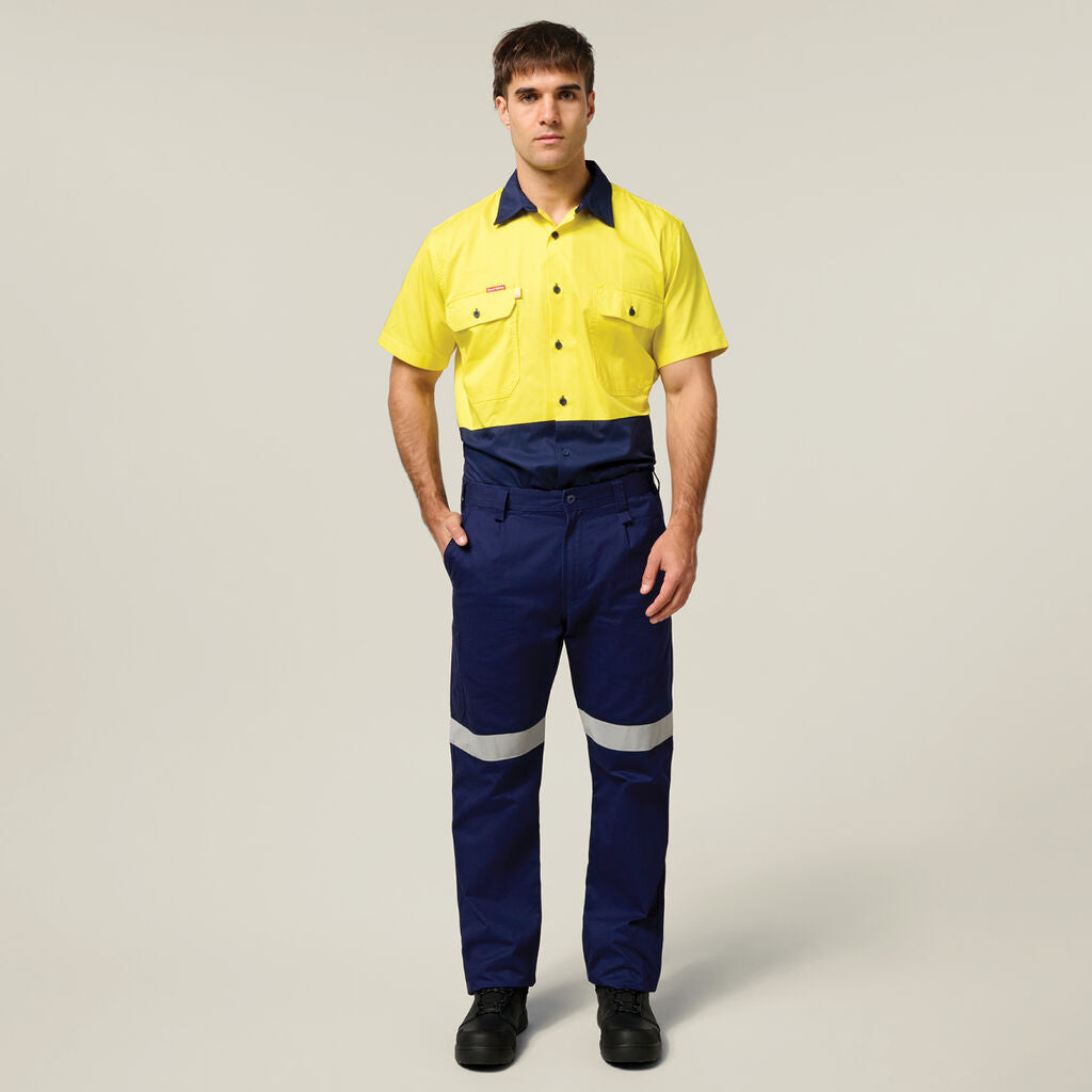 Hard Yakka Koolgear Hi-visibility Two Tone Cotton Twill Ventilated Shirt Short Sleeve (Y07559)