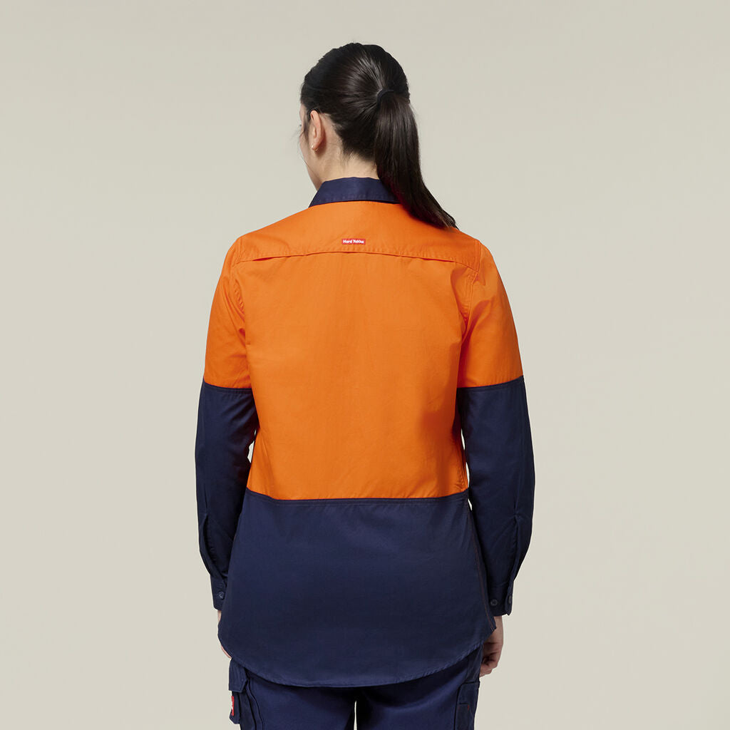 Hard Yakka Women's Long Sleeve Hi Vis 2 Tone Vented Shirt (Y08423)
