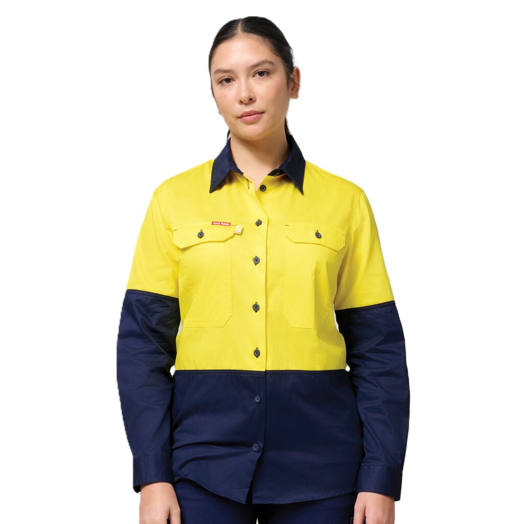 Hard Yakka Women's Long Sleeve Hi Vis 2 Tone Vented Shirt (Y08423)