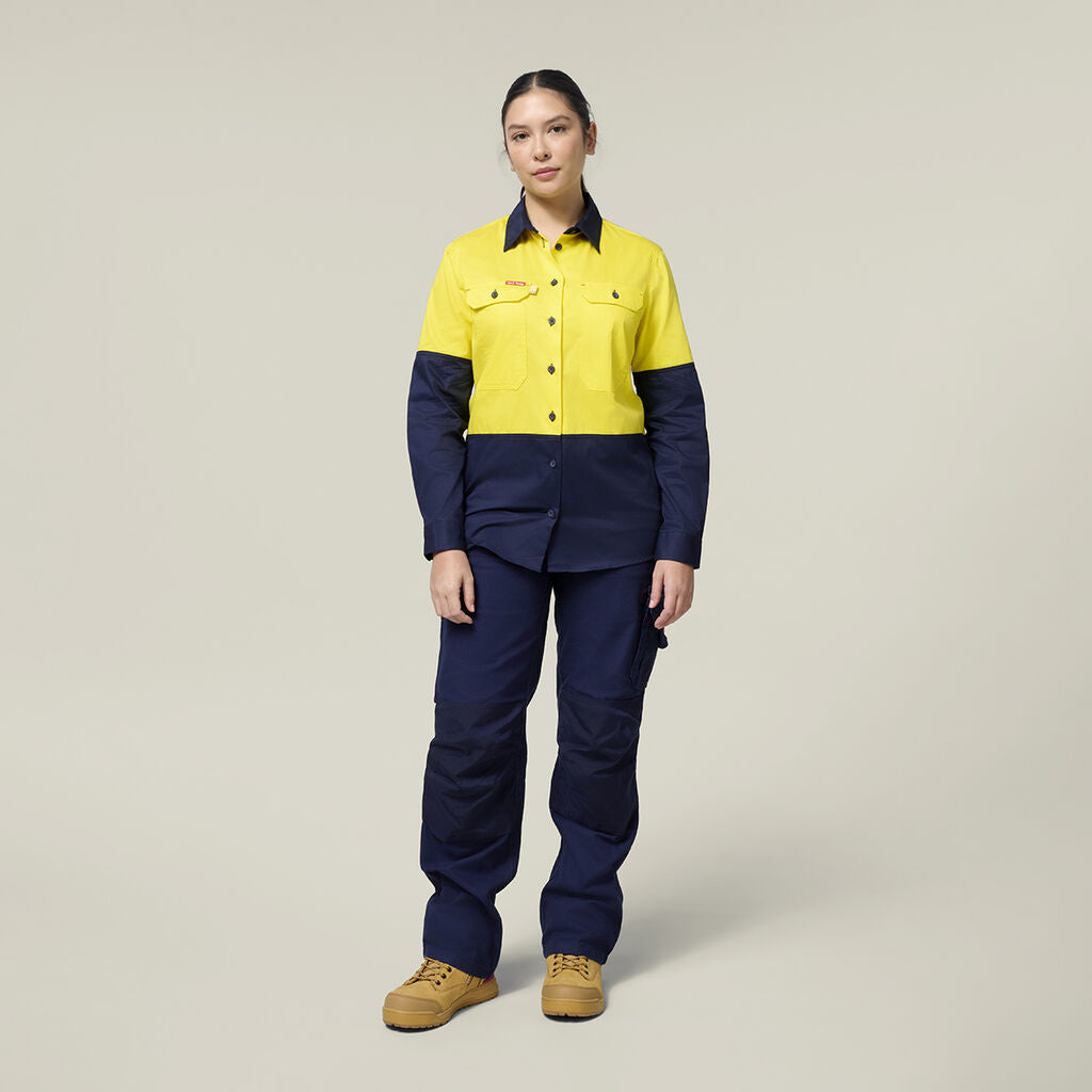 Hard Yakka Women's Long Sleeve Hi Vis 2 Tone Vented Shirt (Y08423)