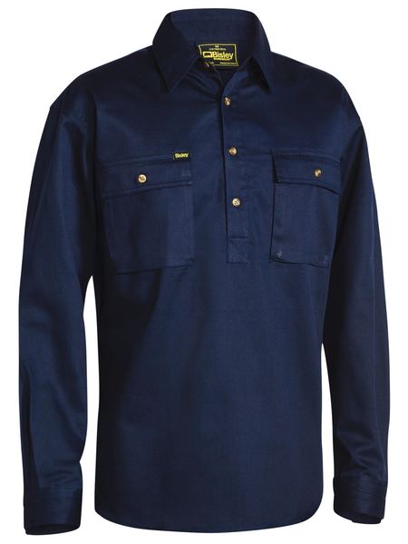 Bisley Closed Front Cotton Drill Shirt - Long Sleeve-(BSC6433)