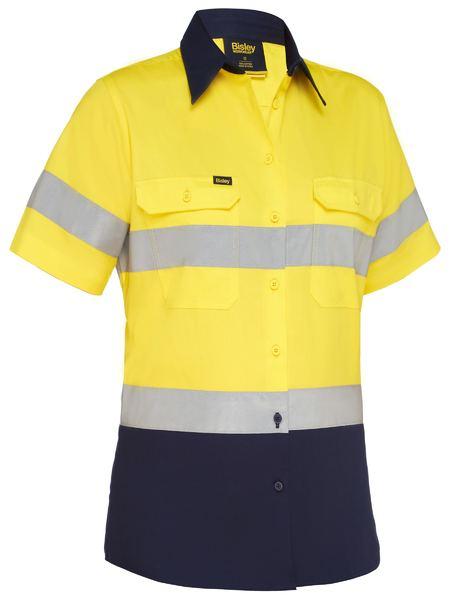 Bisley Women 's Taped Hi Vis Cool Lightweight Drill Shirt (BL1896)