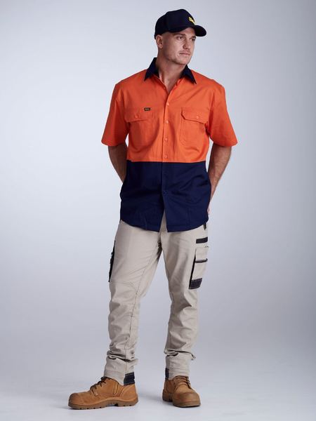 Bisley Hi Vis Cool Lightweight Drill Shirt - Short Sleeve-(BS1895)