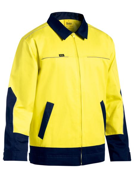 Bisley Two Tone Hi Vis Liquid Repellent Cotton Drill Jacket (BJ6917)