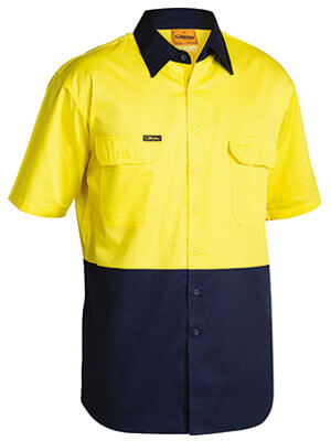 Bisley Hi Vis Cool Lightweight Drill Shirt - Short Sleeve-(BS1895)