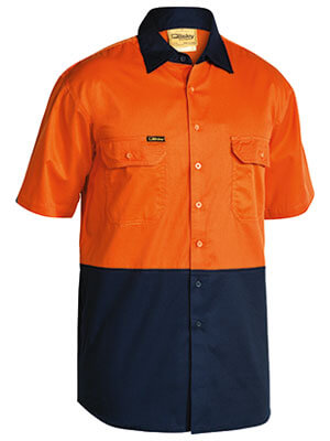 Bisley Hi Vis Cool Lightweight Drill Shirt - Short Sleeve-(BS1895)