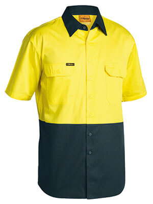 Bisley Hi Vis Cool Lightweight Drill Shirt - Short Sleeve-(BS1895)