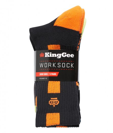 King Gee Men's Crew Cotton Work Sock - 5 Pack(K09035) – Budget
