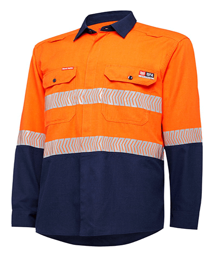 Hard Yakka Shieldtec Lenzing Fr Hi-Visibility Two Tone Long Sleeve Open Front Shirt With Tape (Y04370)