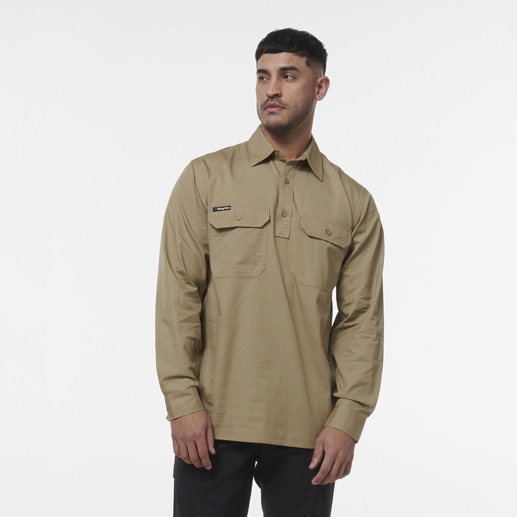King Gee Workcool Vented Closed Front Shirt Long Sleeve (K14033)