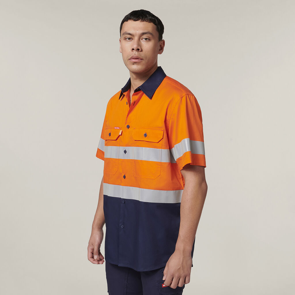 Hard Yakka Short Sleeve Hi Vis 2 Tone Taped Vented Shirt (Y07754)