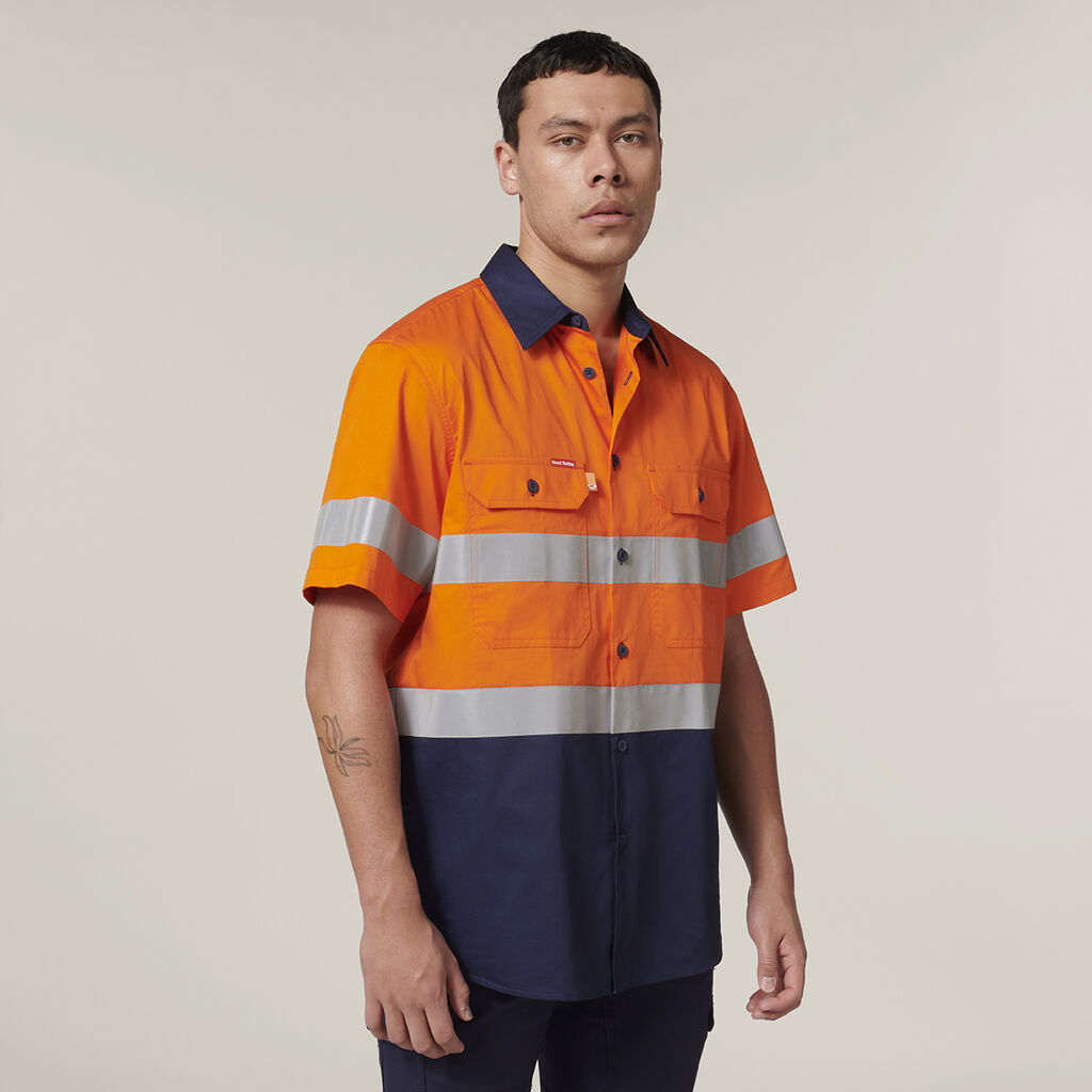 Hard Yakka Short Sleeve Hi Vis 2 Tone Taped Vented Shirt (Y07754)