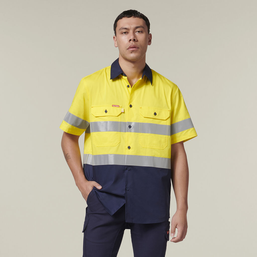 Hard Yakka Short Sleeve Hi Vis 2 Tone Taped Vented Shirt (Y07754)