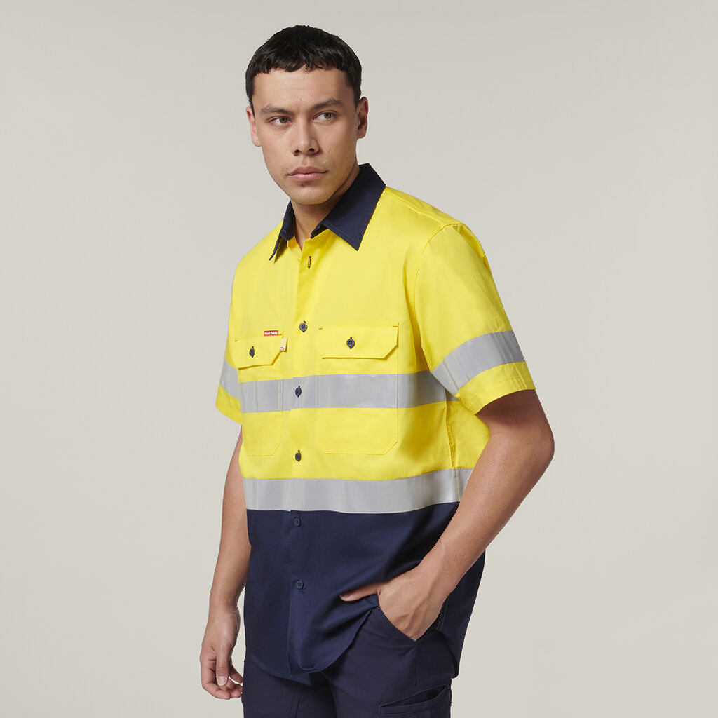 Hard Yakka Short Sleeve Hi Vis 2 Tone Taped Vented Shirt (Y07754)