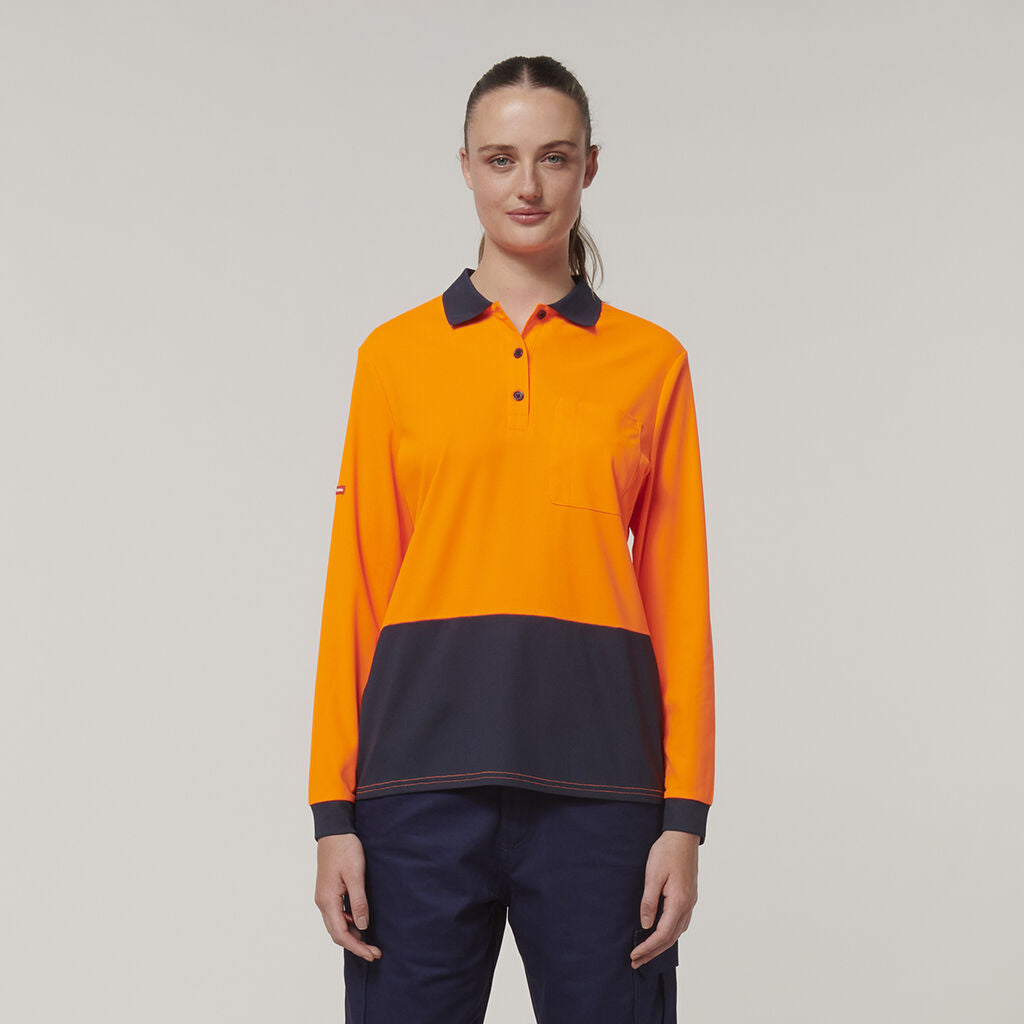 Hard Yakka Women's Long Sleeve Hi Vis Polo (Y08603)