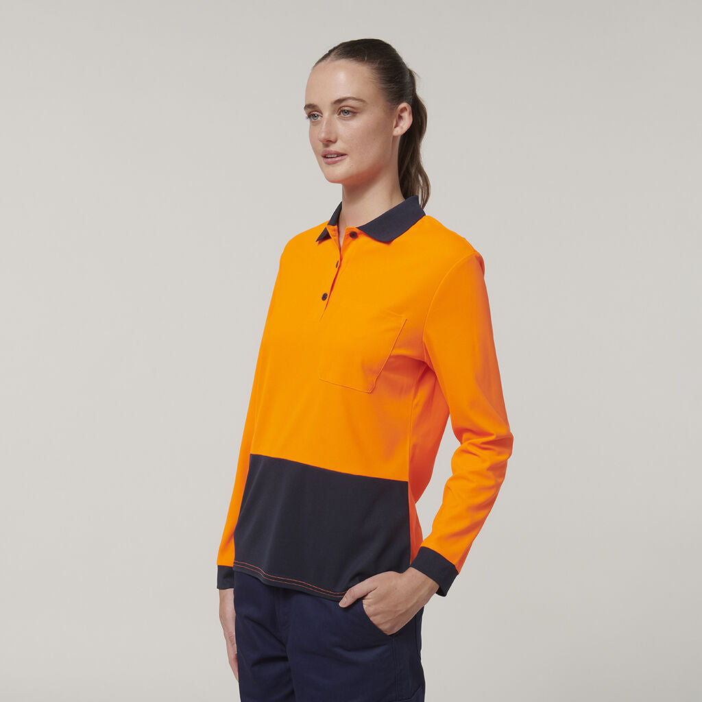 Hard Yakka Women's Long Sleeve Hi Vis Polo (Y08603)