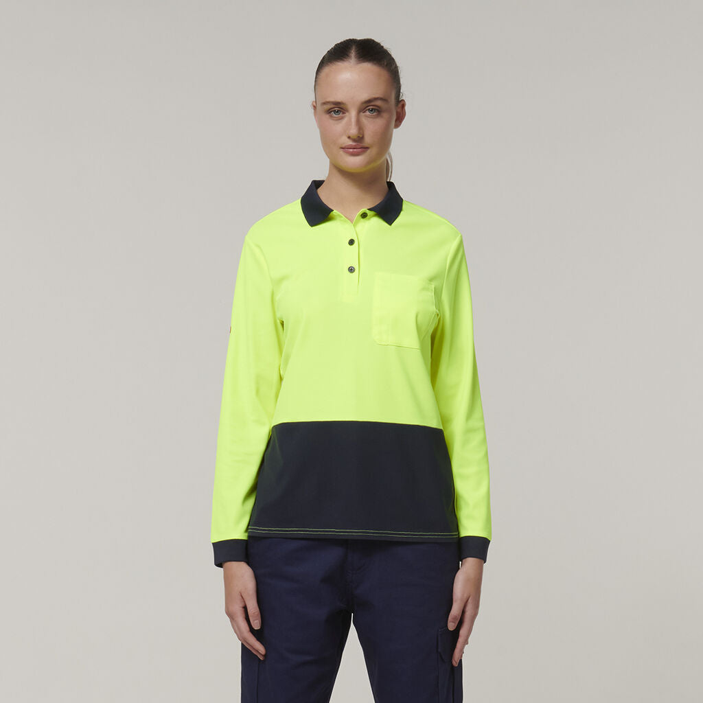 Hard Yakka Women's Long Sleeve Hi Vis Polo (Y08603)