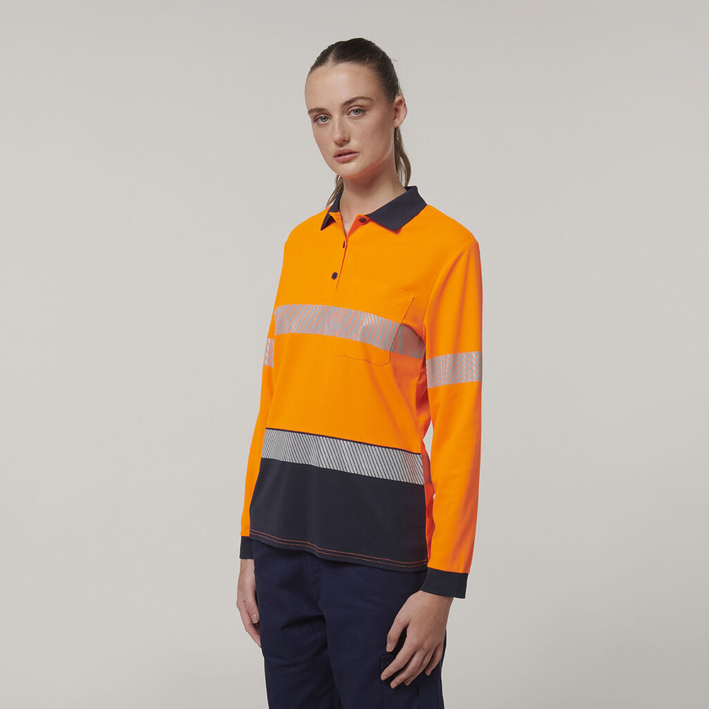 Hard Yakka Women's Long Sleeve Hi Vis Taped Polo (Y08604)