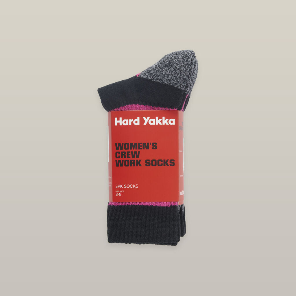 Hard Yakka Women's 3 Pack Crew Sock (Y08606)