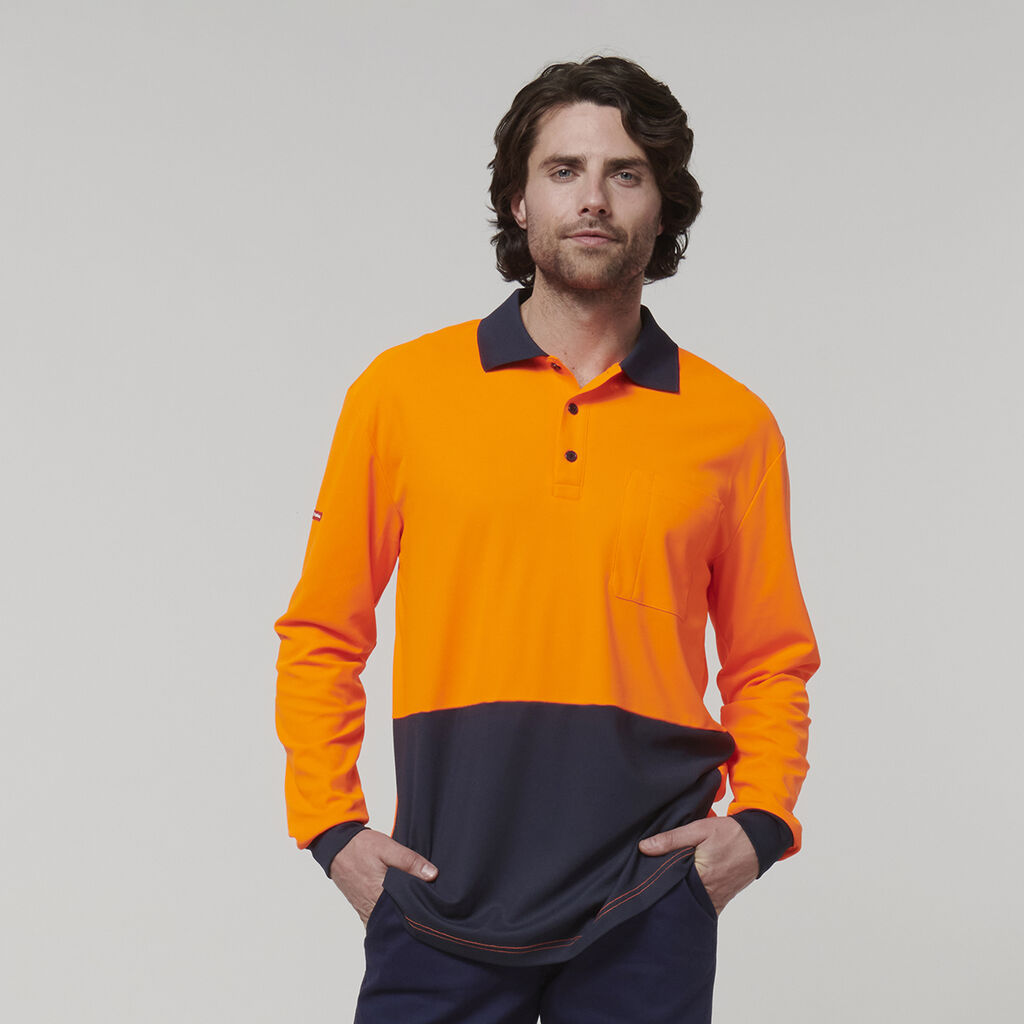 Hard Yakka Men's Long Sleeve Hi Vis Polo (Y19617)