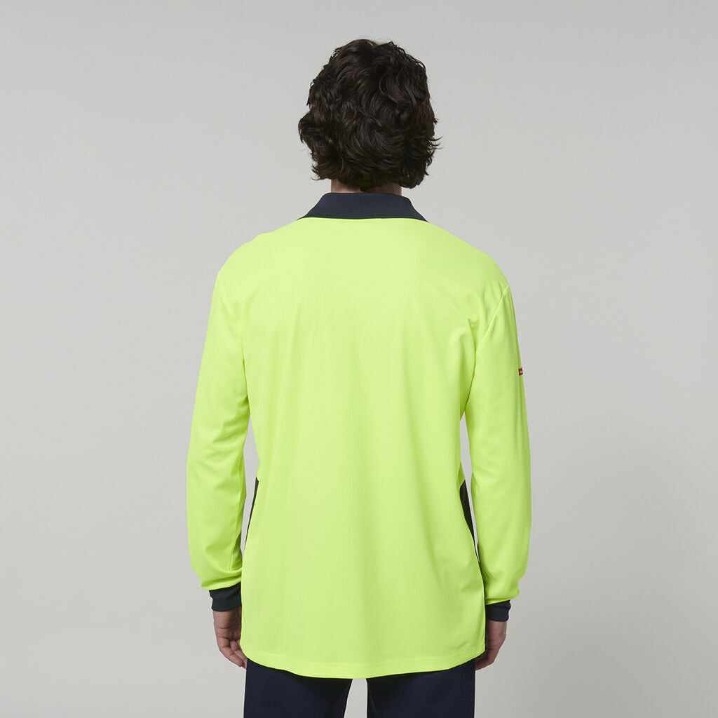 Hard Yakka Men's Long Sleeve Hi Vis Polo (Y19617)