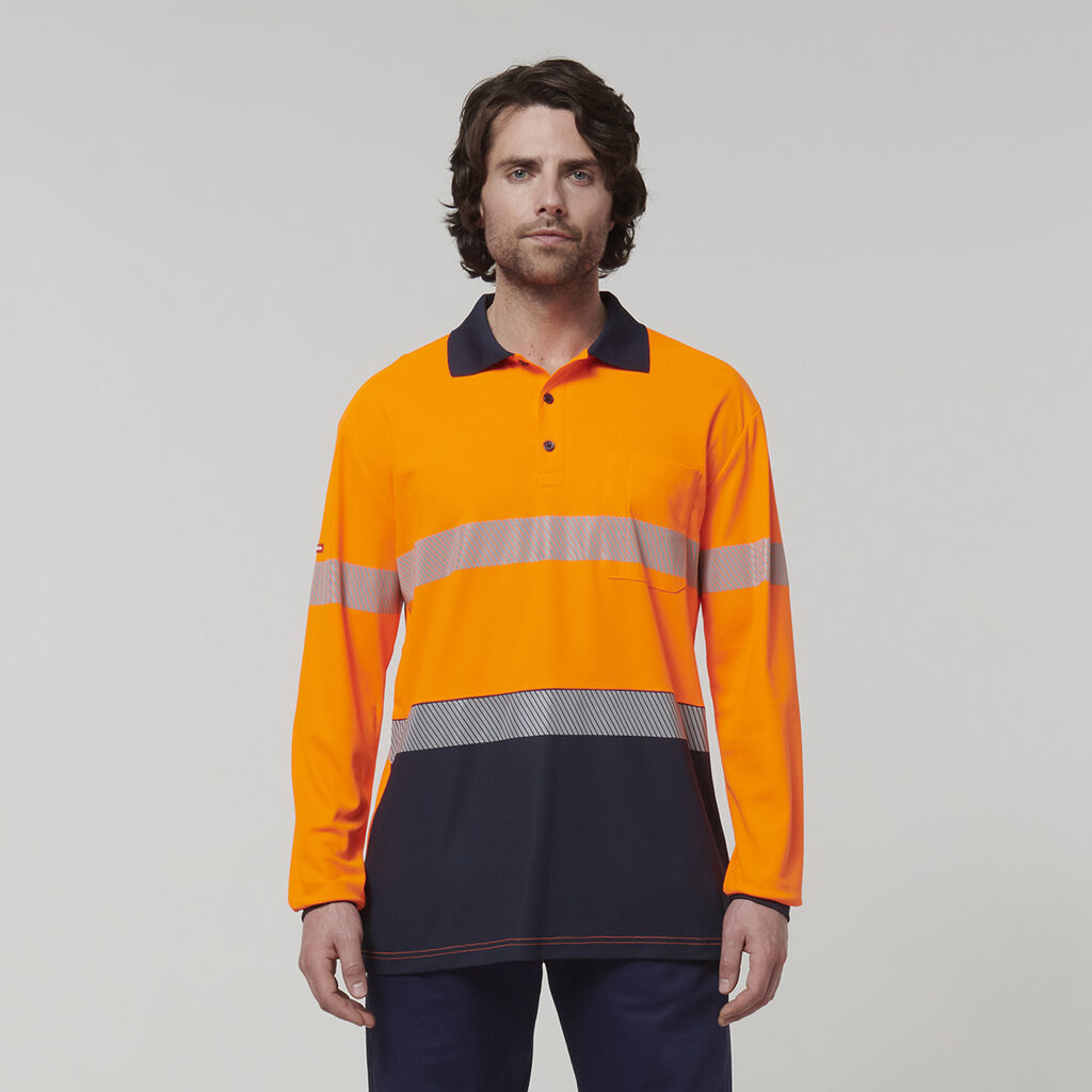 Hard Yakka Men's Long Sleeve Hi Vis Taped Polo (Y19619)