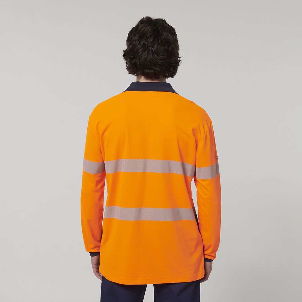 Hard Yakka Men's Long Sleeve Hi Vis Taped Polo (Y19619)