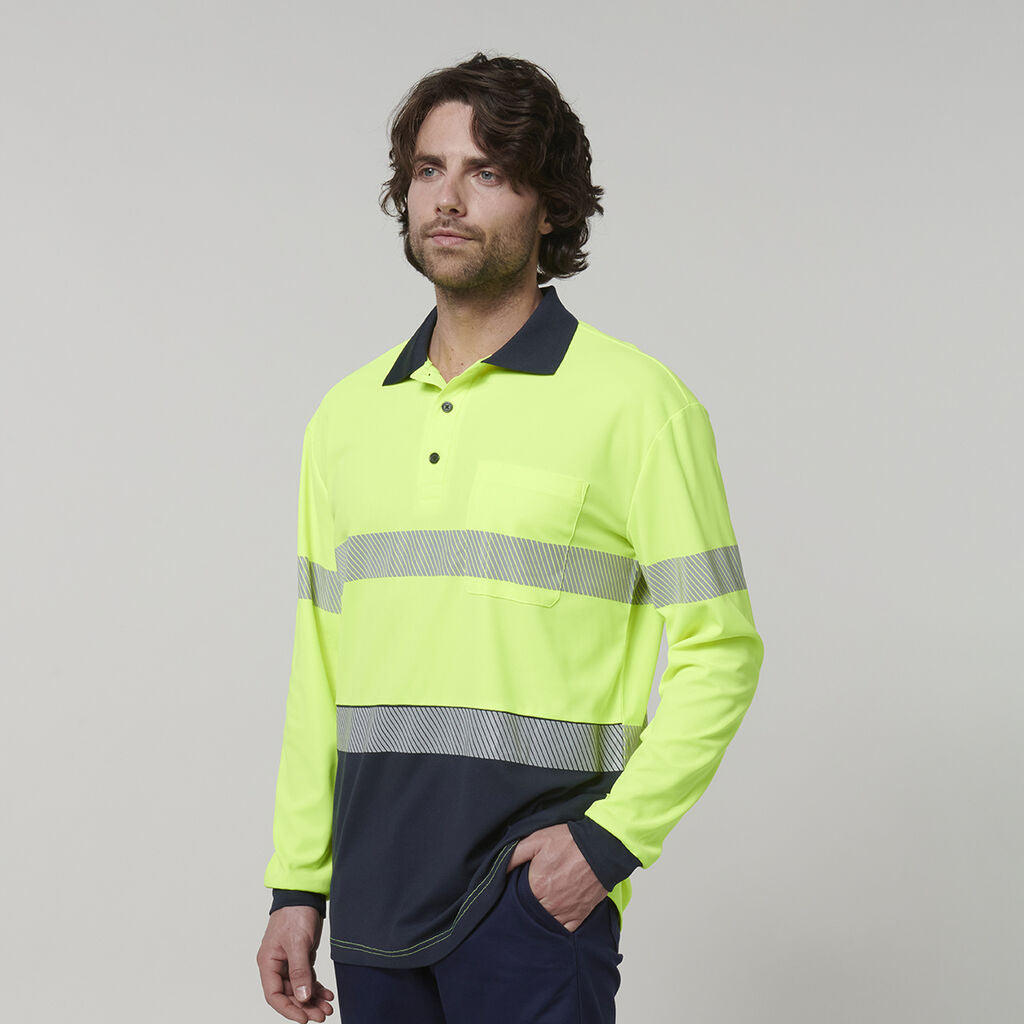 Hard Yakka Men's Long Sleeve Hi Vis Taped Polo (Y19619)